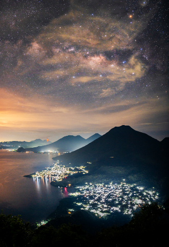 Landscaping, nature, active volcanoes and coffee cultivation on volcanic soils